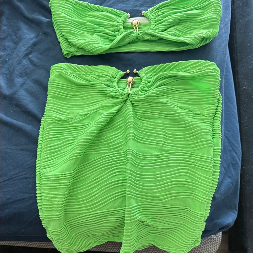 SHEIN Green Mini Skirt Set